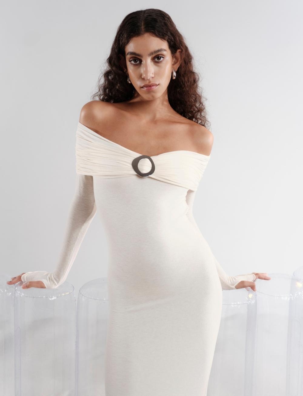 White buckle outlet dress